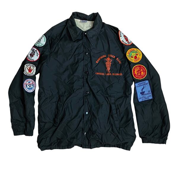 Vintage 70s Windbreaker Patches Fordham Felt Works Marching Band Illinois Jacket - Picture 1 of 9